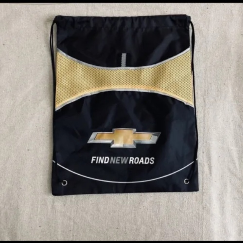 New Chevrolet 2004 Chevy Logo Find New Roads Drawstring Backpack Bag Cinch New